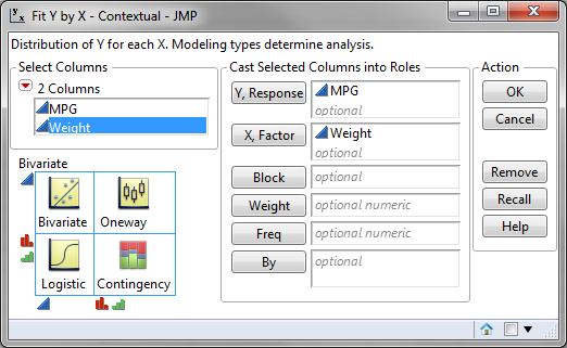 scatter plot with jmp
