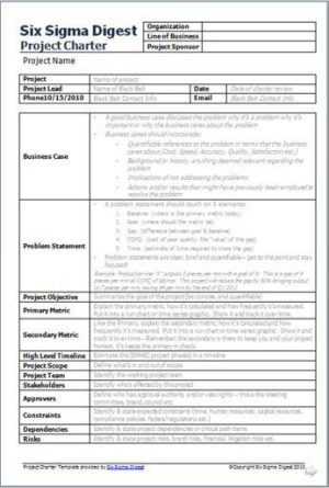 How to Write a Project Charter → Lean Sigma Corporation