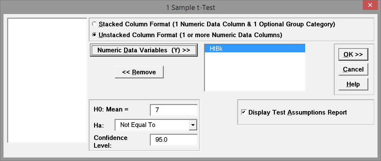 One Sample t Test with Sigma XL - Lean Sigma Corporation