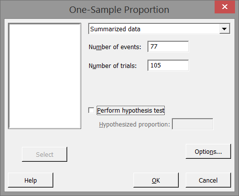 xbar s chart minitab Minitab WMEP with Test Proportion One Sample